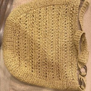 Tan Woven Shoulder Bag with Intricate Design